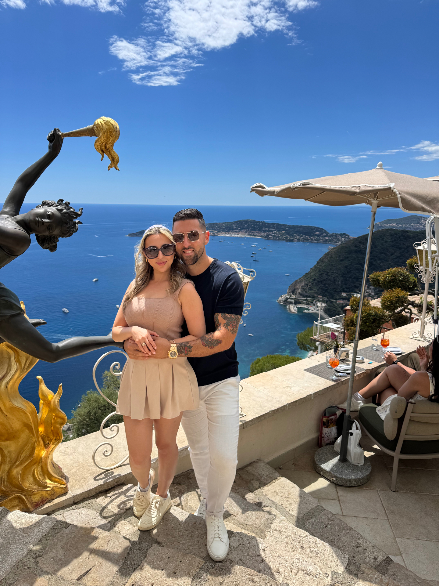 Dylan and partner overlooking the French Riviera